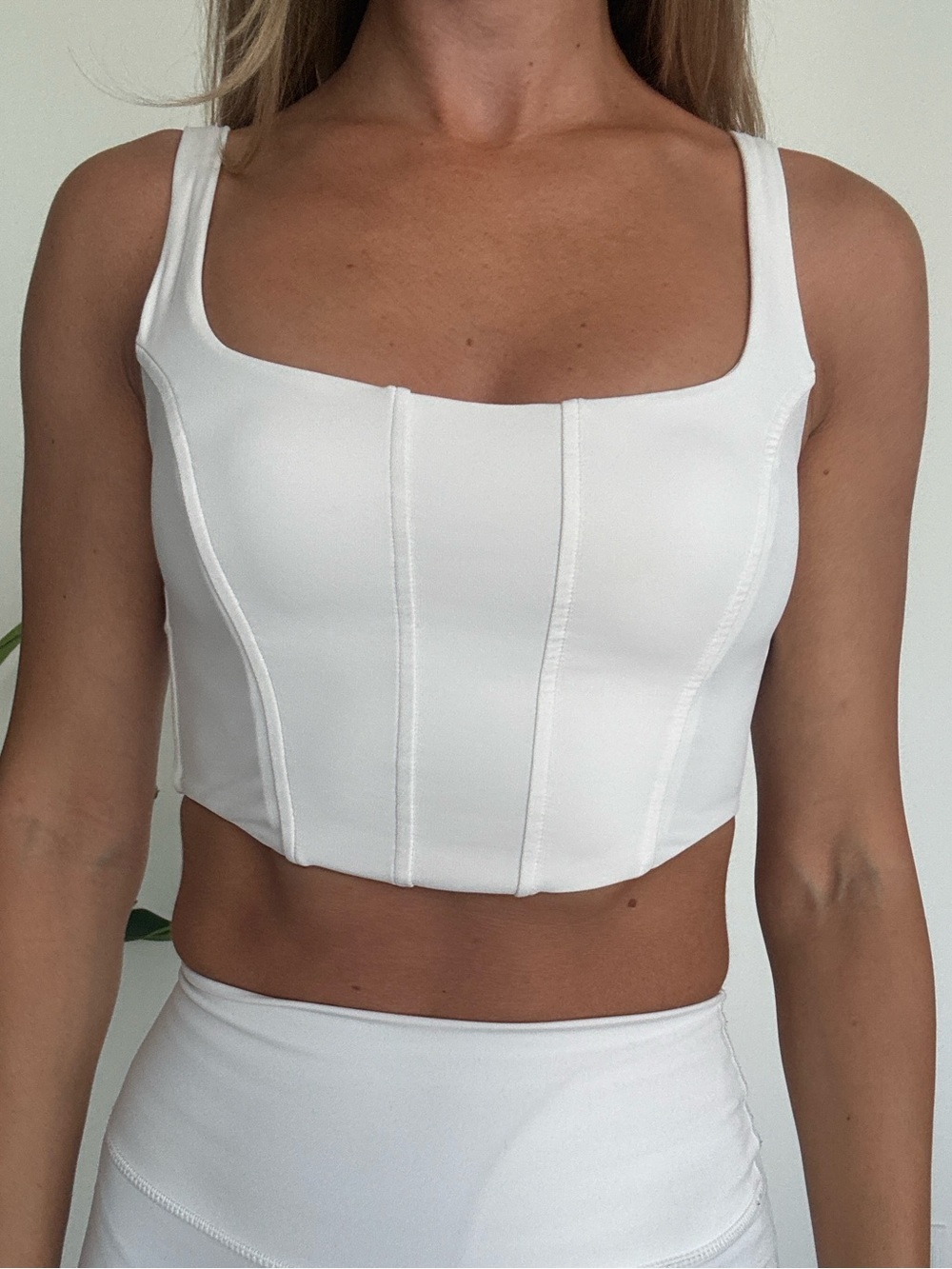 Nama White Square Neck Corset Crop Top